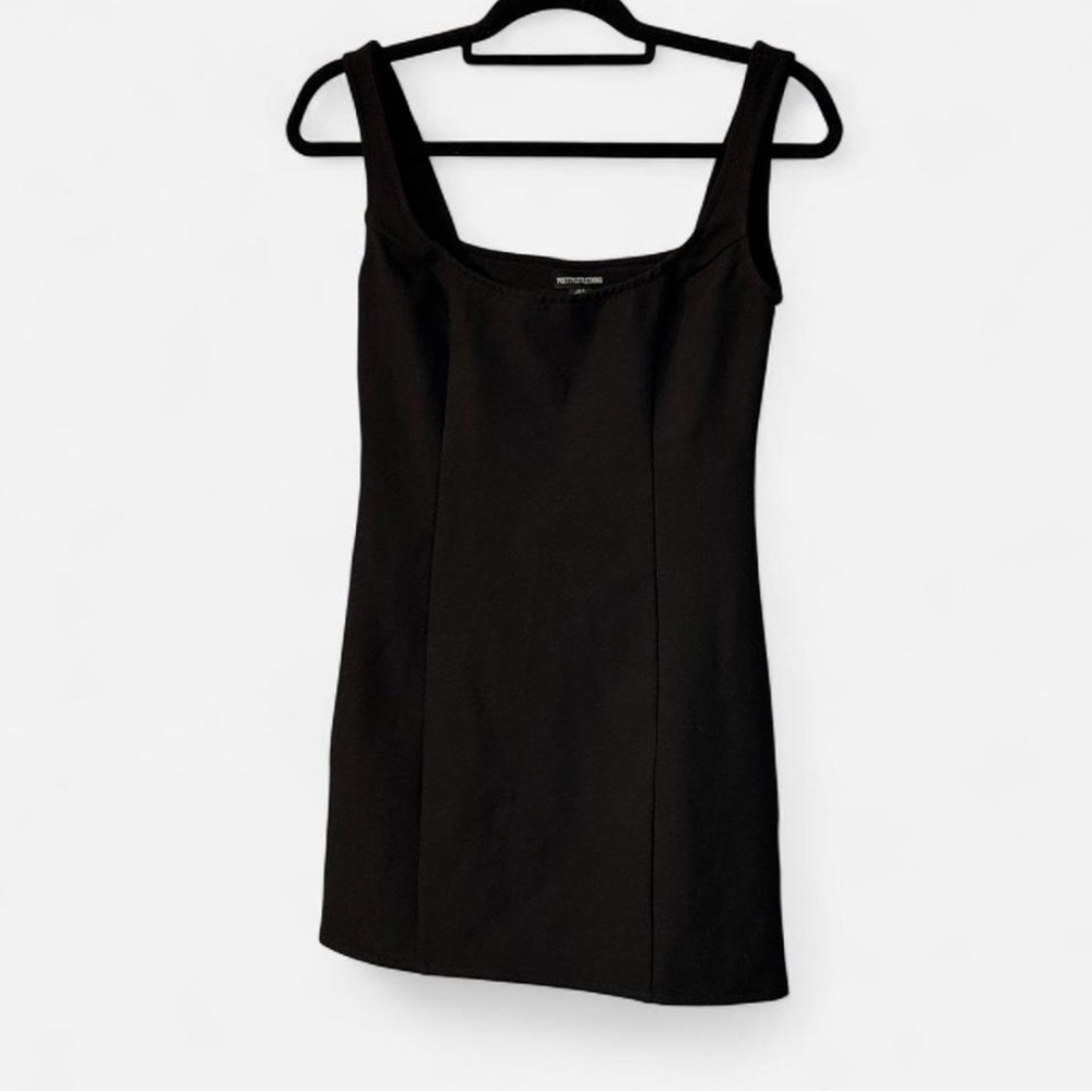 Pretty Little Thing Black Tailored Square Neck Bodycon Dress - Size 4